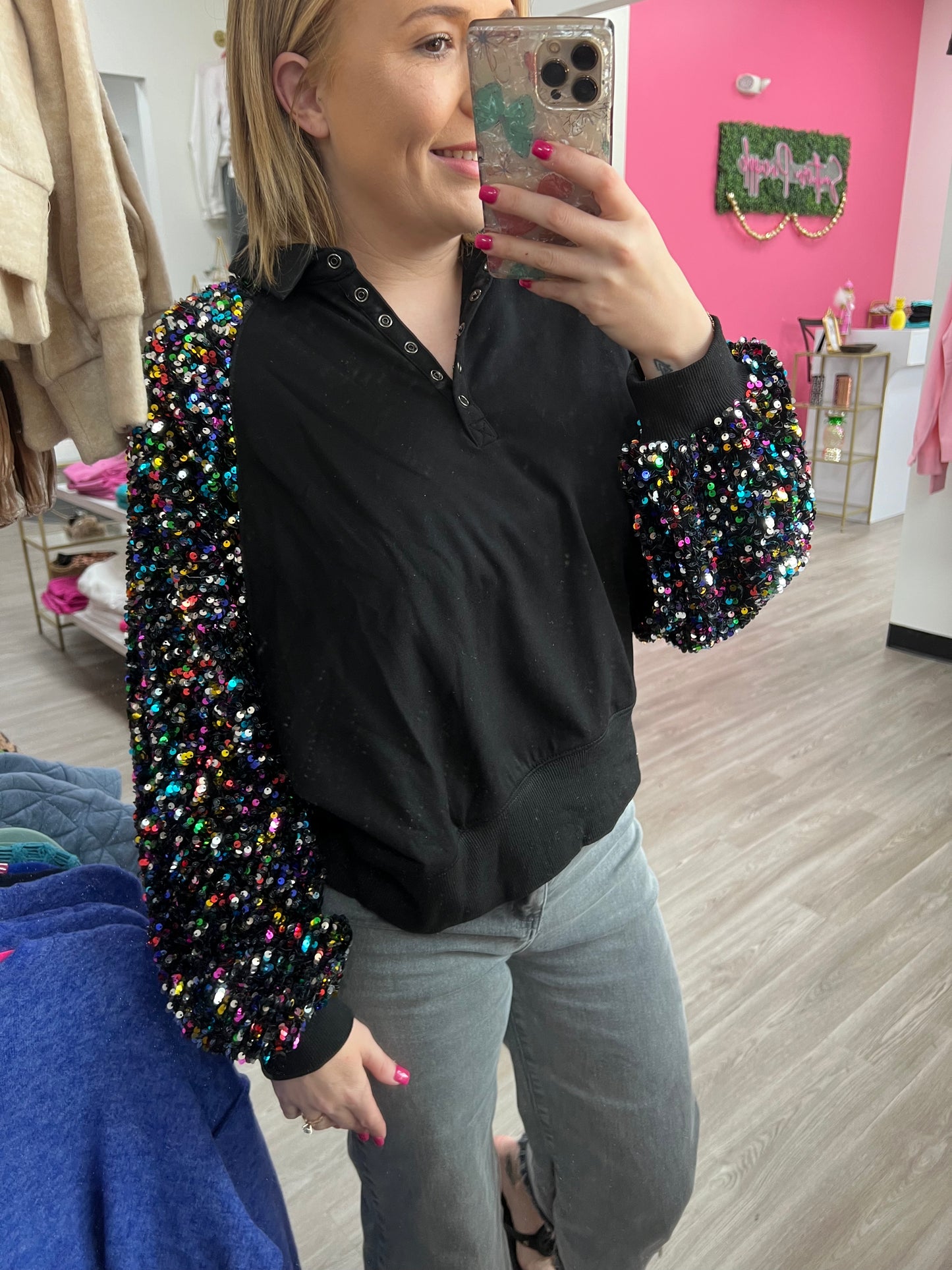 Black Sequin Top