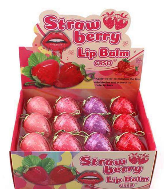 Strawberry Lip Balm Keychain Hydrating Glossy Lip Care
