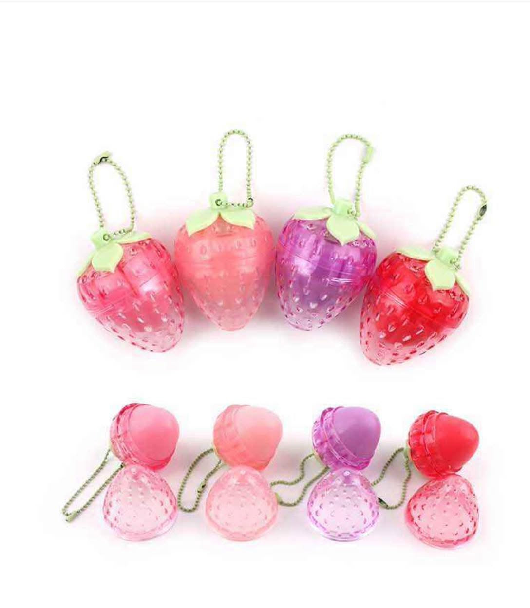 Strawberry Lip Balm Keychain Hydrating Glossy Lip Care