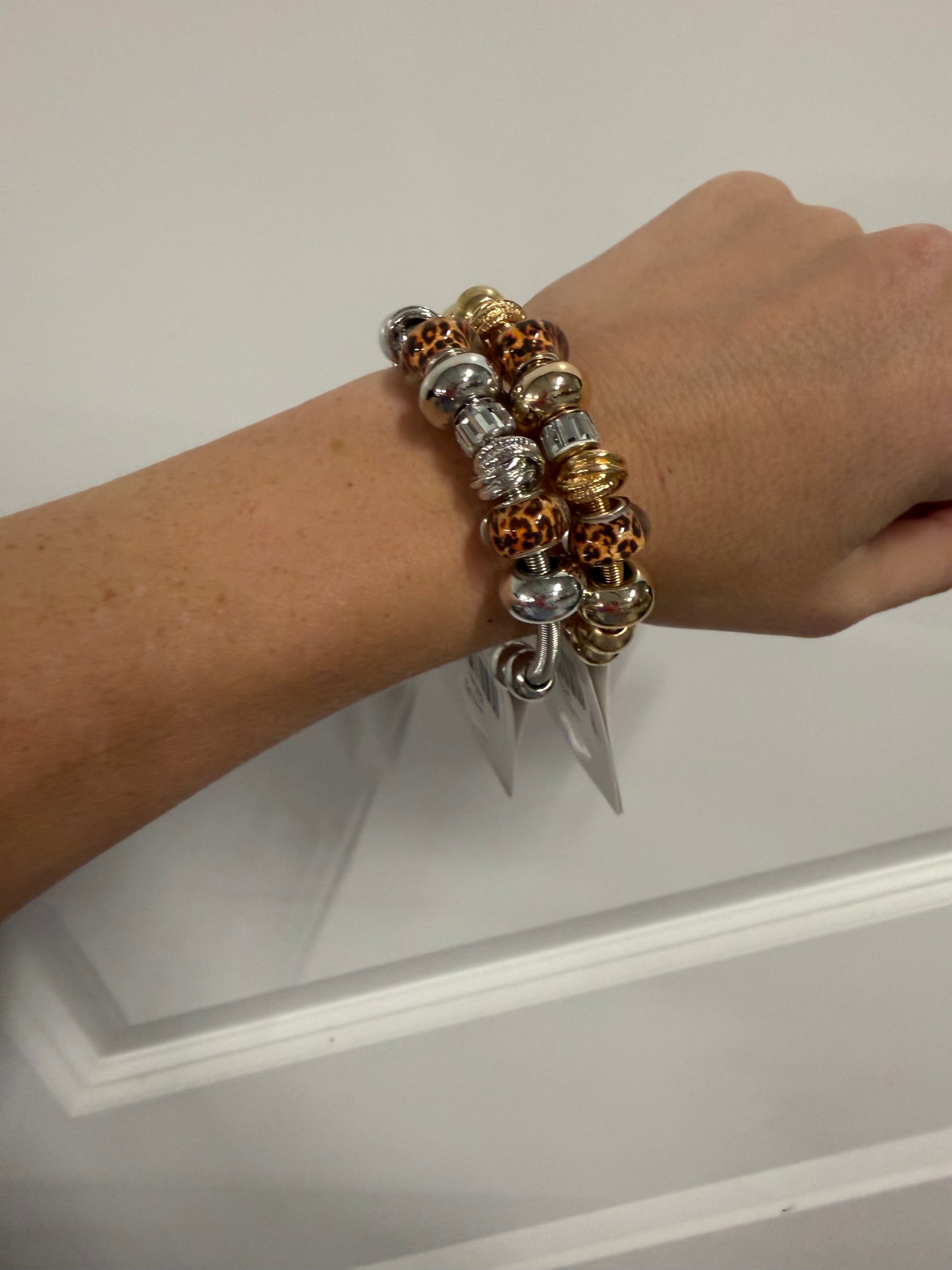 Leopard Beaded Charm Bracelet