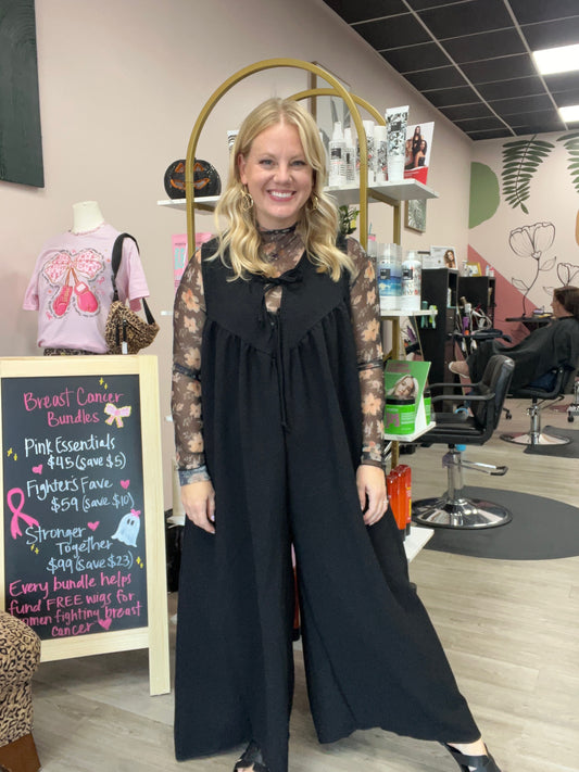 The Effortless Bow-Tie Jumpsuit – Charcoal