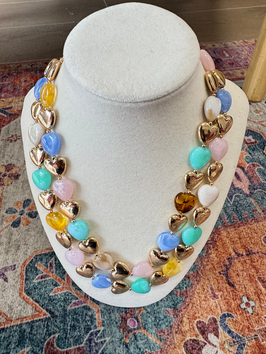 Pastel Heart Charm Necklace