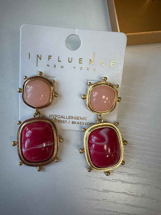 Pink Gemstone Drop Earrings