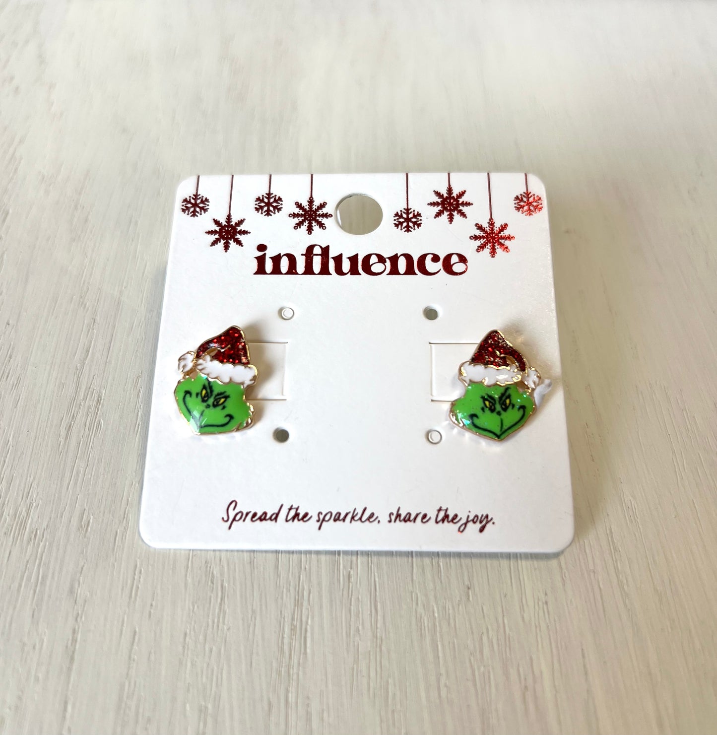 Red Grinchmas Santa Hat Stud Earrings