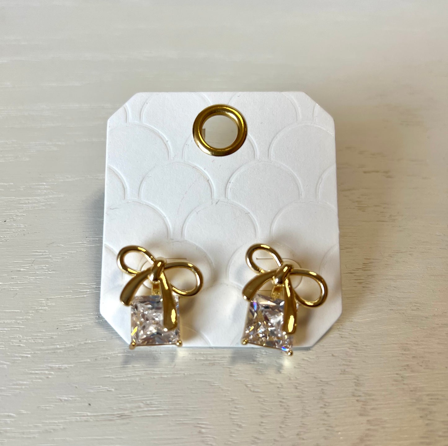 Gold Holiday Bow Gift Stud Earrings