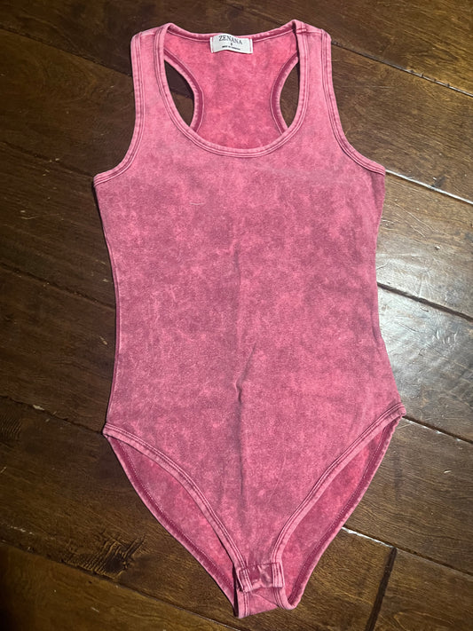 Hot Pink Acid Washed Bodysuit