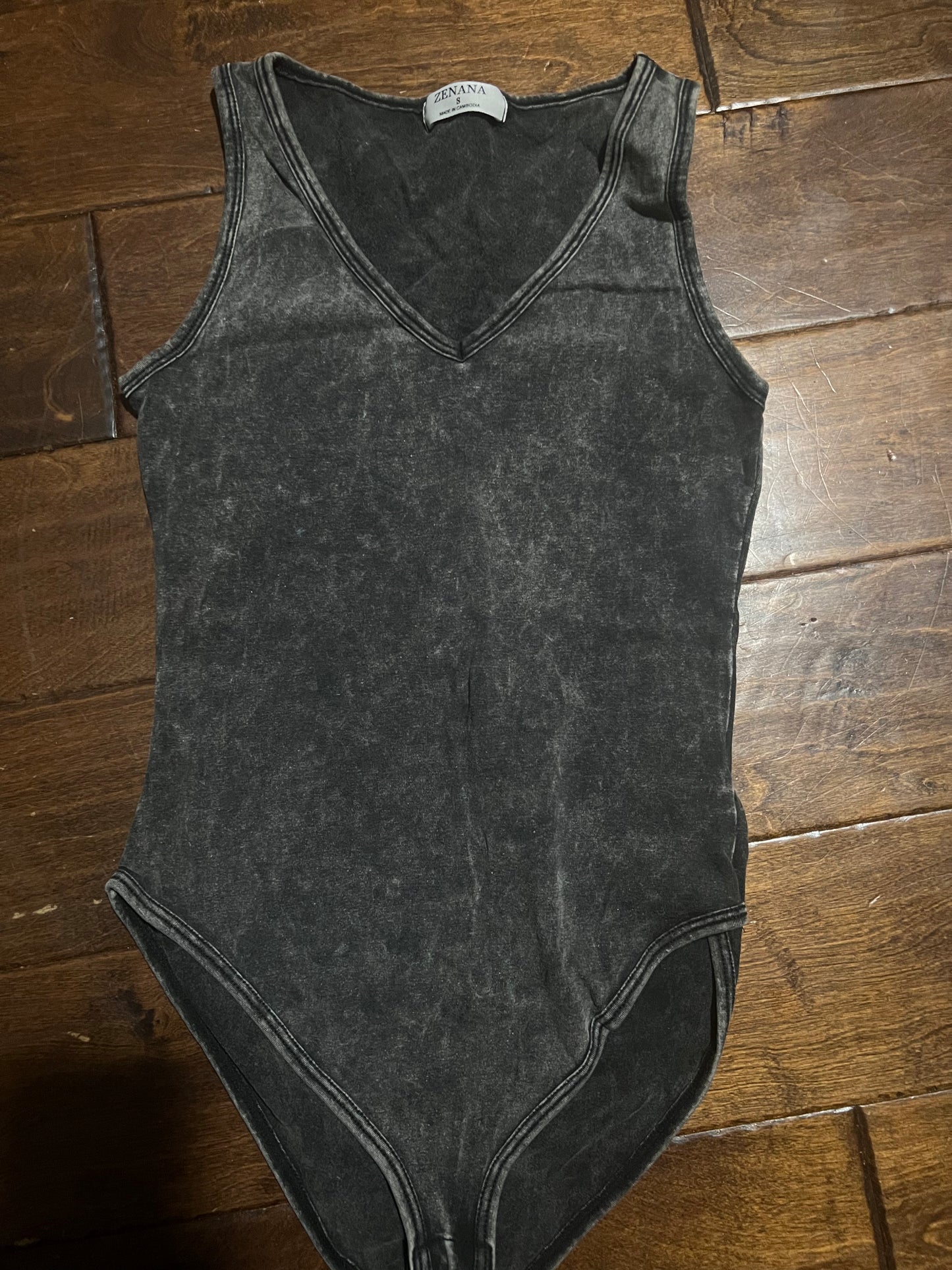 Black Acid Washed Bodysuit