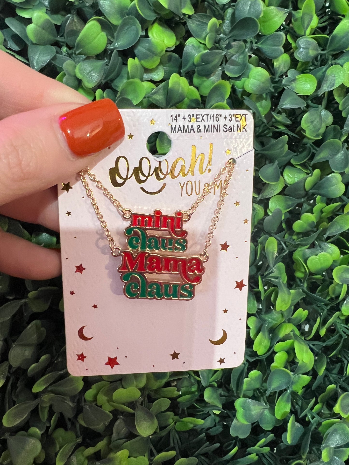 Mama Clause & Mini Clause Christmas Necklace