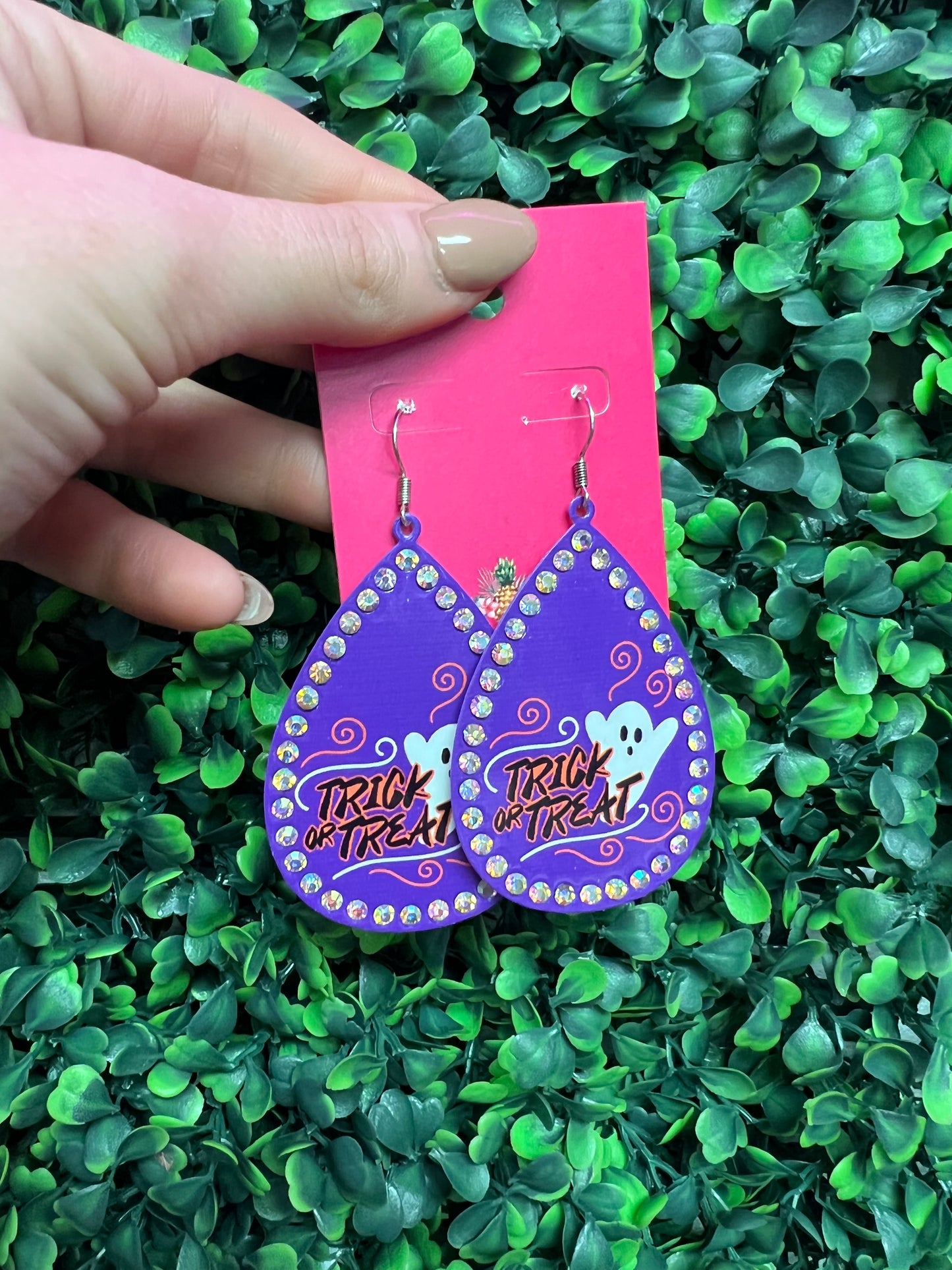 Rhinestone Halloween Earrings- Purple