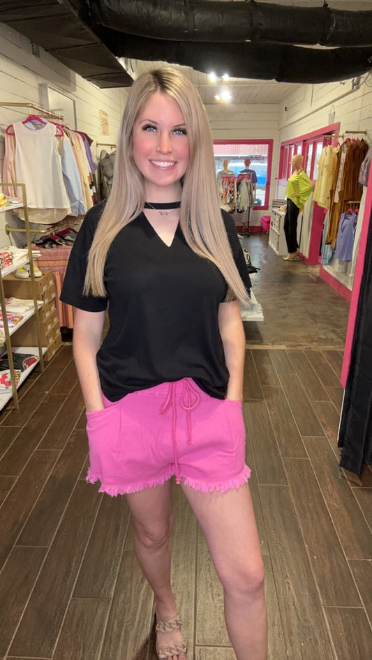 Pink Frayed Short